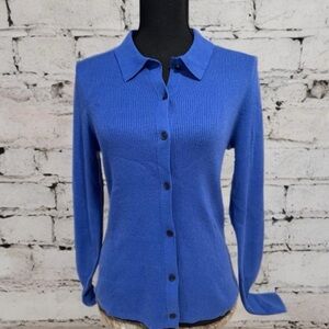 GAP Blue Button Up Long Sleeve Sweater Soft, Cozy & Stretchy Medium Tall Cotton